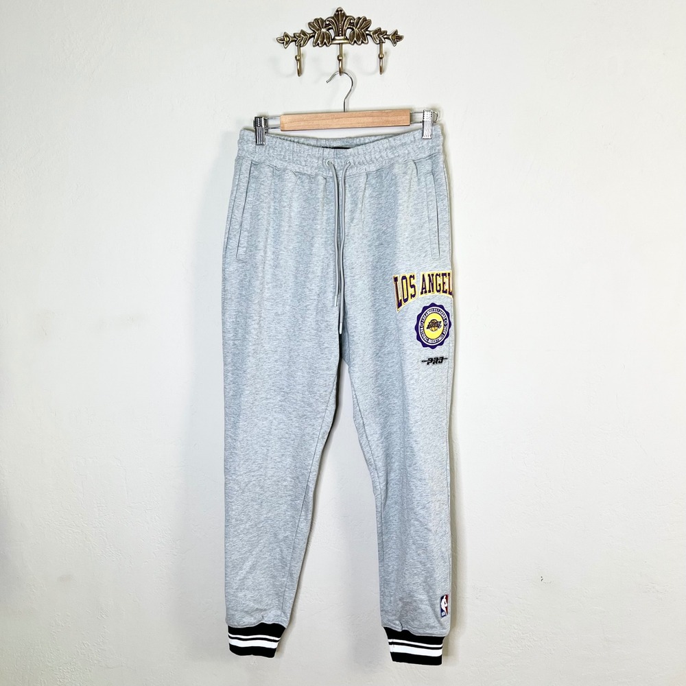 Los Angeles Lakers Pro Standard NBA Joggers Men Size S Gray New Sweatpants Patch